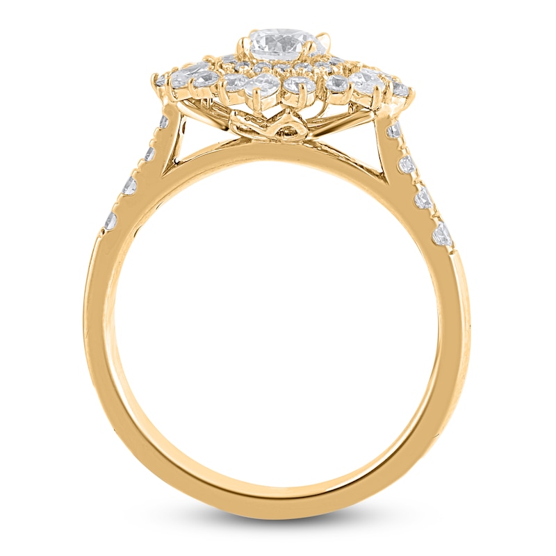Main Image 2 of Round & Marquise-Cut Diamond Ring 1 ct tw 14K Yellow Gold