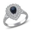 Thumbnail Image 2 of Pear-Shaped Natural Blue Sapphire & Diamond Halo Engagement Ring 1/2 ct tw 14K White Gold