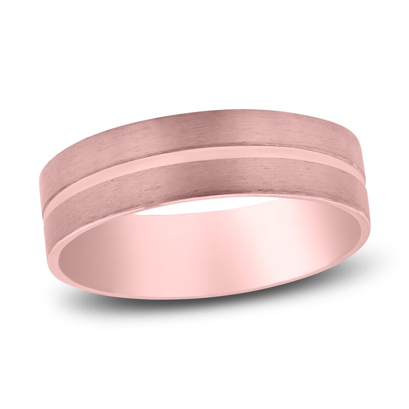 Main Image 1 of Matte Split Wedding Band 14K Rose Gold 6mm