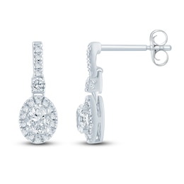 Pnina Tornai Oval & Round Diamond Dangle Earrings 3/4 ct tw 14K White Gold