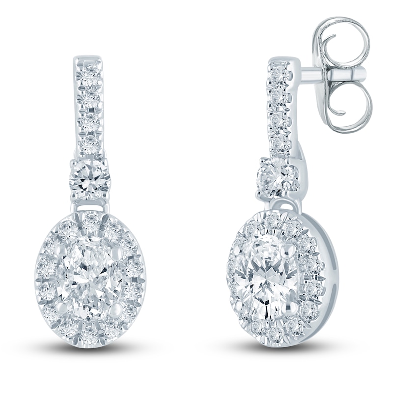 Main Image 2 of Pnina Tornai Oval & Round Diamond Dangle Earrings 3/4 ct tw 14K White Gold