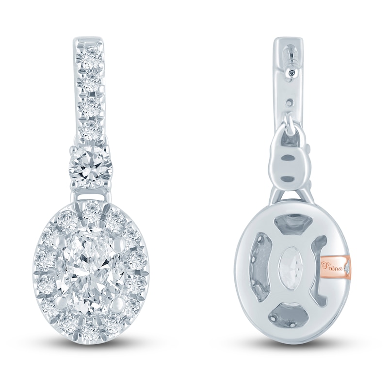 Main Image 3 of Pnina Tornai Oval & Round Diamond Dangle Earrings 3/4 ct tw 14K White Gold