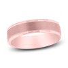 Thumbnail Image 0 of Men's Brushed Beveled Wedding Band 14K Rose Gold 6mm