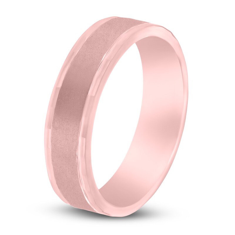 Men's Brushed Beveled Wedding Band 14K Rose Gold 6mm