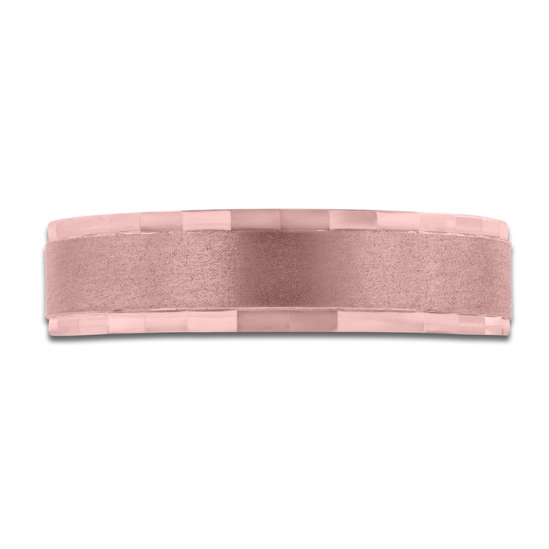 Main Image 3 of Men's Brushed Beveled Wedding Band 14K Rose Gold 6mm
