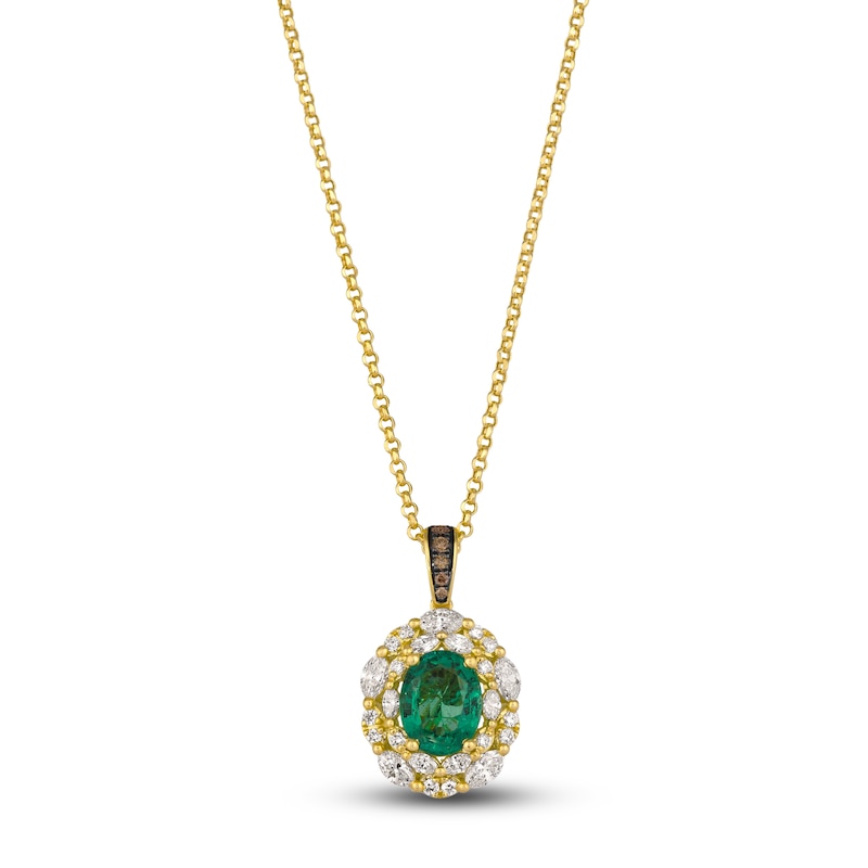 Main Image 1 of Le Vian Natural Emerald & Diamond Pendant Necklace 3/4 ct tw 18K Honey Gold