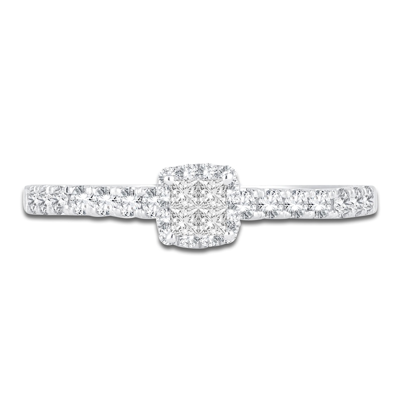 Main Image 3 of Princess & Round-Cut Diamond Engagement Ring 3/8 ct tw 14K White Gold