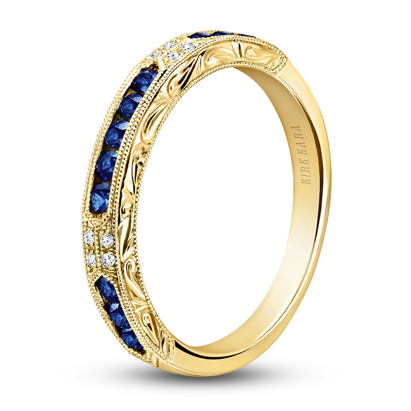 Main Image 2 of Kirk Kara Natural Blue Sapphire & Diamond Accent Wedding Band 14K Yellow Gold