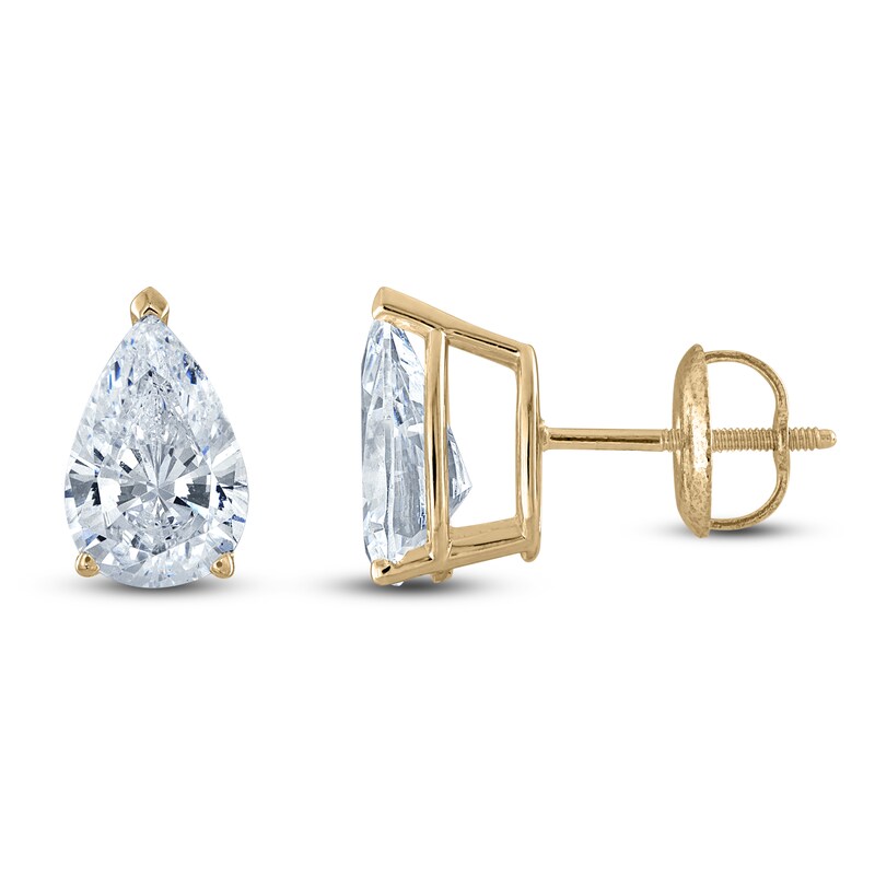 Pear-Shaped Lab-Grown Diamond Solitaire Stud Earrings ct tw 14K Gold (F/SI2