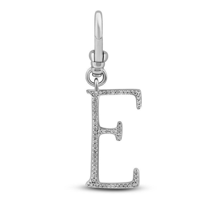 Main Image 1 of Charm'd by Lulu Frost Diamond Letter E Charm 1/10 ct tw Pavé Round 10K White Gold