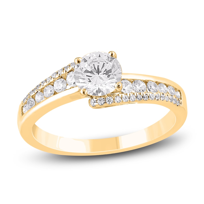 Round-Cut Diamond Bypass Engagement Ring 1 ct tw 14K Yellow Gold