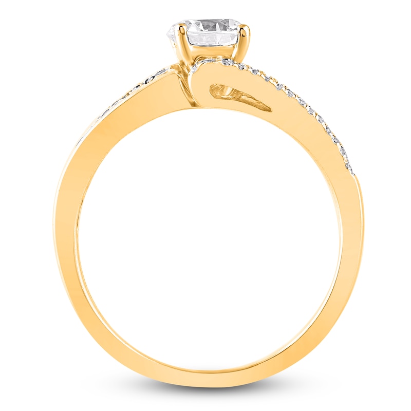 Round-Cut Diamond Bypass Engagement Ring 1 ct tw 14K Yellow Gold