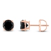Thumbnail Image 1 of Round-Cut Black Diamond Solitaire Stud Earrings 1 ct tw 14K Rose Gold