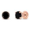 Thumbnail Image 2 of Round-Cut Black Diamond Solitaire Stud Earrings 1 ct tw 14K Rose Gold