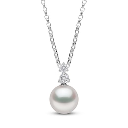 Yoko London Akoya Cultured Pearl & Diamond Necklace 1/15 ct tw 18K White Gold 18"