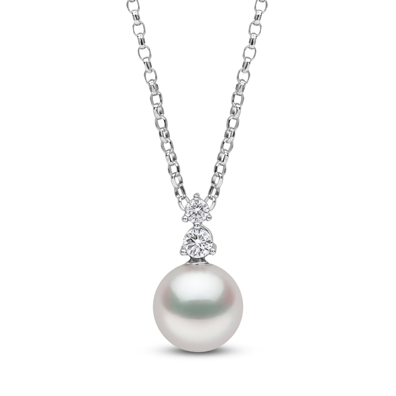 Main Image 1 of Yoko London Akoya Cultured Pearl & Diamond Necklace 1/15 ct tw 18K White Gold 18"