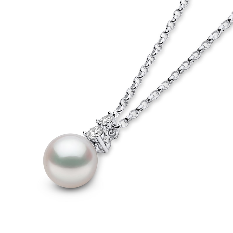 Main Image 2 of Yoko London Akoya Cultured Pearl & Diamond Necklace 1/15 ct tw 18K White Gold 18"
