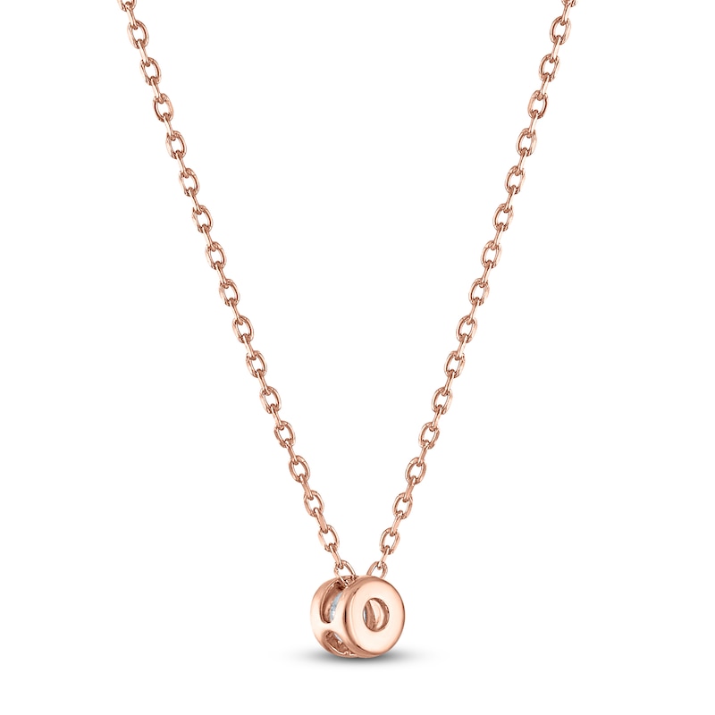 Main Image 3 of Certified Round-Cut Diamond Bezel-Set Solitaire Necklace 1/10 ct tw 14K Rose Gold 18" (I1/I)