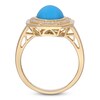Thumbnail Image 2 of Natural Turquoise & Diamond Octagon Frame Ring 1/8 ct tw 14K Yellow Gold