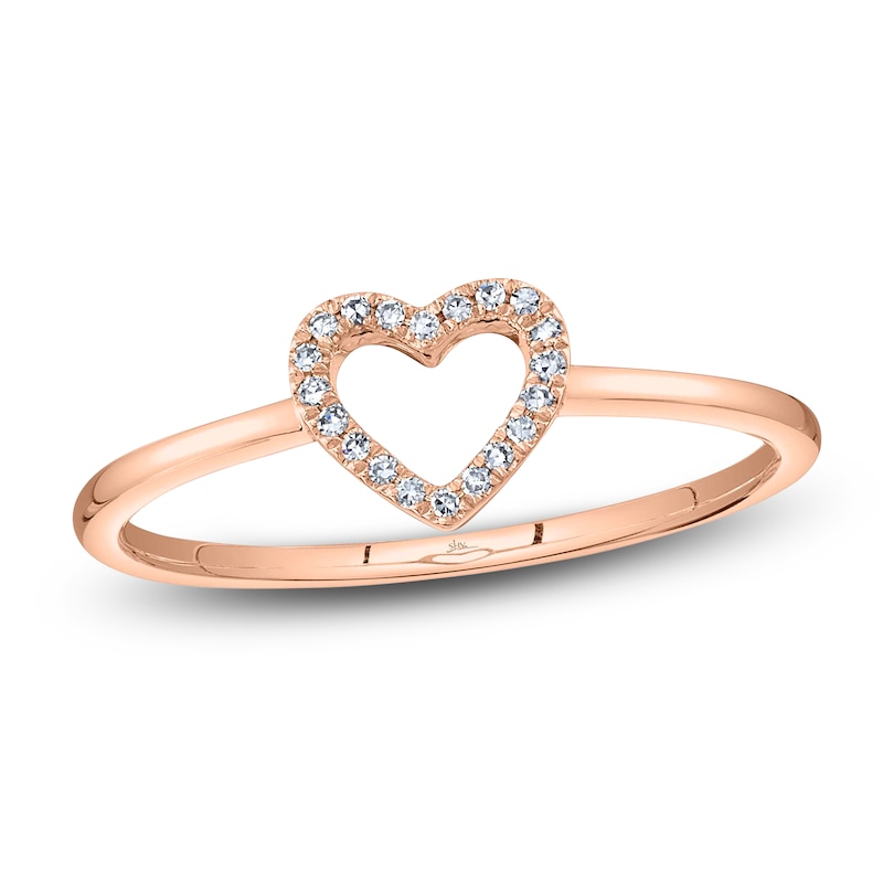 Main Image 1 of Shy Creation Diamond Heart Outline Ring 1/20 ct tw 14K Rose Gold SC22005660