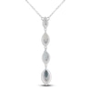 Thumbnail Image 2 of Marquise-Cut Natural Sky, Swiss & London Blue Topaz Drop Necklace 1/6 ct tw Diamonds 10K White Gold 18"