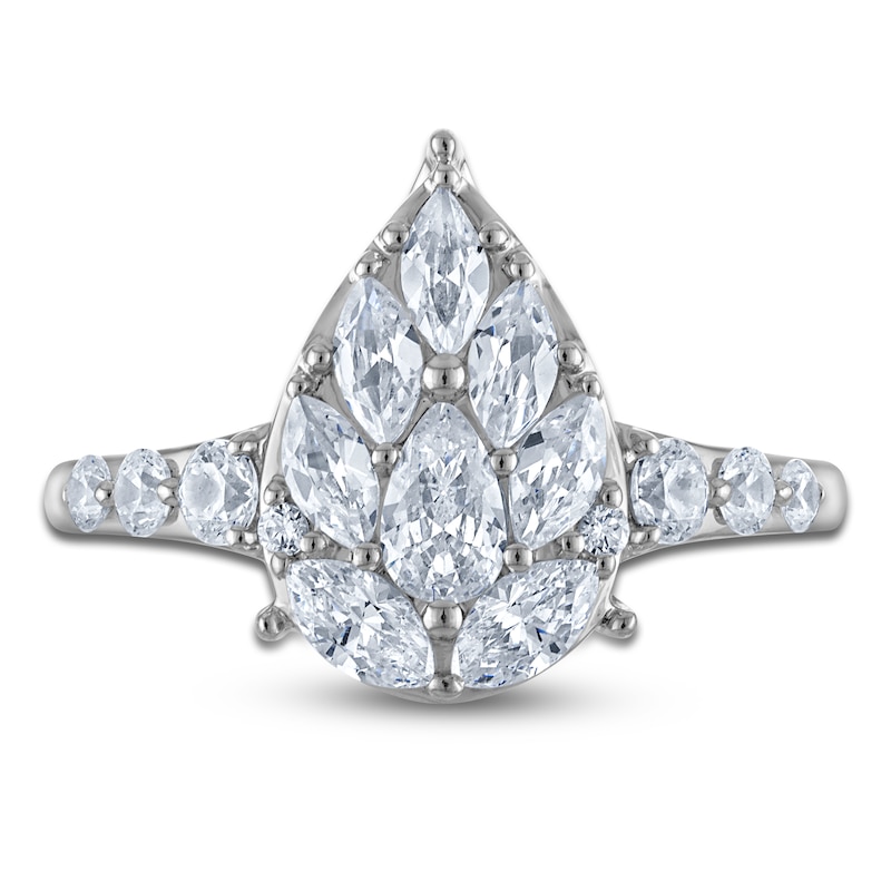 Main Image 3 of Brilliant Moments Pear, Marquise & Round-Cut Multi-Diamond Engagement Ring 1-1/4 ct tw 14K White Gold