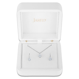 Pear-Shaped Lab-Grown Diamond Solitaire Wedding Day Gift Set 3 ct tw 14K White Gold (SI2/F)