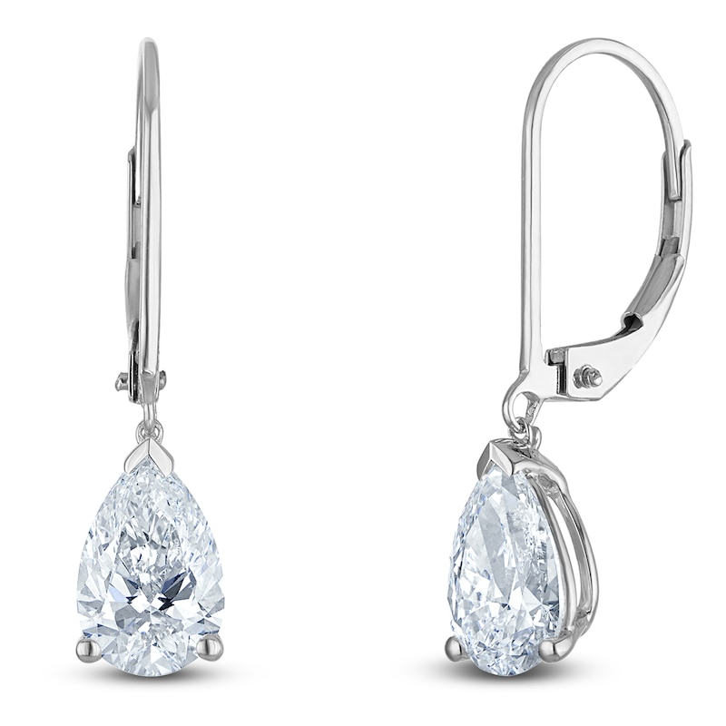 Main Image 4 of Pear-Shaped Lab-Grown Diamond Solitaire Wedding Day Gift Set 3 ct tw 14K White Gold (SI2/F)