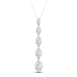 Pear-Shaped Lab-Grown Diamond Graduated Drop Necklace 2 ct tw 14K White Gold 18"