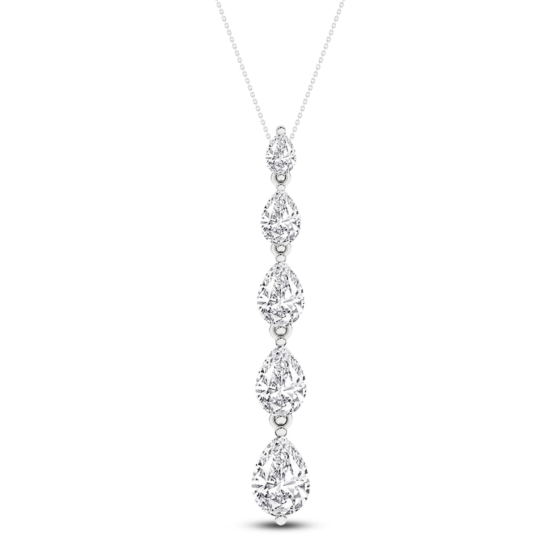 Main Image 1 of Pear-Shaped Lab-Grown Diamond Graduated Drop Necklace 2 ct tw 14K White Gold 18"