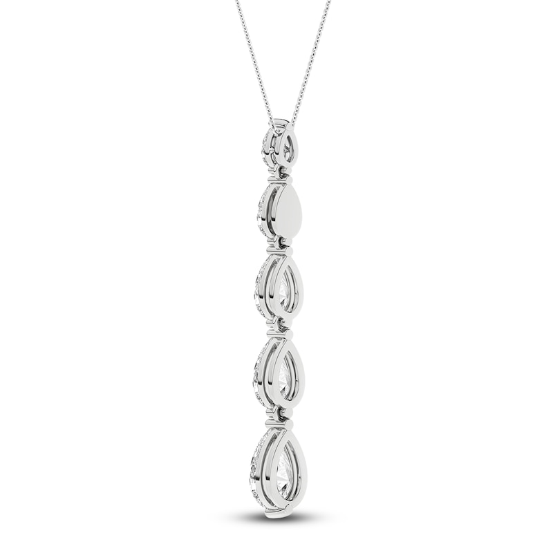 Main Image 3 of Pear-Shaped Lab-Grown Diamond Graduated Drop Necklace 2 ct tw 14K White Gold 18"