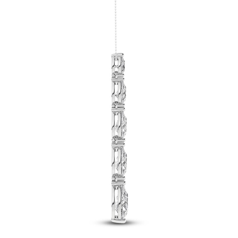 Main Image 4 of Pear-Shaped Lab-Grown Diamond Graduated Drop Necklace 2 ct tw 14K White Gold 18"