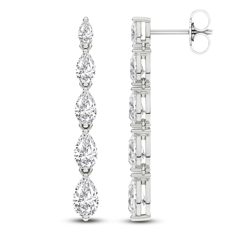Main Image 1 of Pear-Shaped Lab-Grown Diamond Graduated Drop Earrings 2 ct tw 14K White Gold