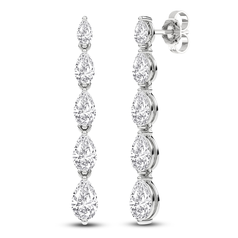 Main Image 2 of Pear-Shaped Lab-Grown Diamond Graduated Drop Earrings 2 ct tw 14K White Gold