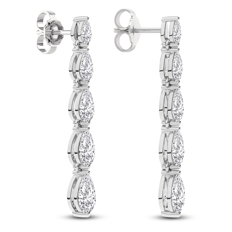 Main Image 3 of Pear-Shaped Lab-Grown Diamond Graduated Drop Earrings 2 ct tw 14K White Gold