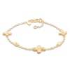 Thumbnail Image 1 of Italia D'Oro Satin-Finish Flower Station Bracelet 14K Yellow Gold 7.75"