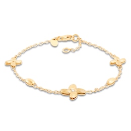 Italia D'Oro Satin-Finish Flower Station Bracelet 14K Yellow Gold 7.75"