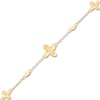 Thumbnail Image 3 of Italia D'Oro Satin-Finish Flower Station Bracelet 14K Yellow Gold 7.75"