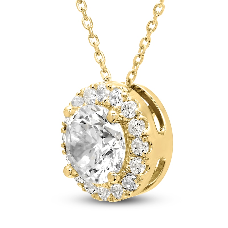 Main Image 2 of Brilliant Moments Diamond Halo Necklace 2 ct tw 14K Yellow Gold 18"