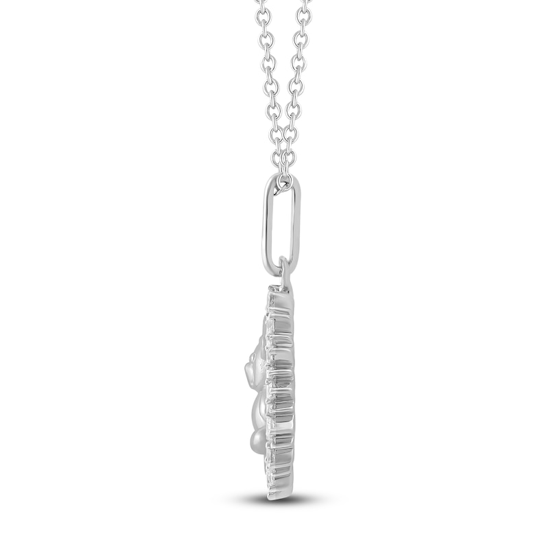 Main Image 3 of Diamond Teddy Bear Medallion Necklace 1/4 ct tw Sterling Silver 18"