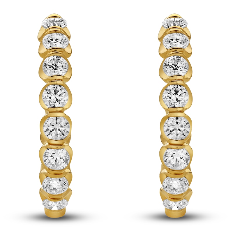 Main Image 1 of Blue Nile X Jared Diamond Inside-Out Hoop Earrings 2 ct tw 14K Yellow Gold