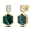 Thumbnail Image 2 of Hexagon-Cut Natural Malachite & Diamond Dangle Earrings 1/8 ct tw 14K Yellow Gold