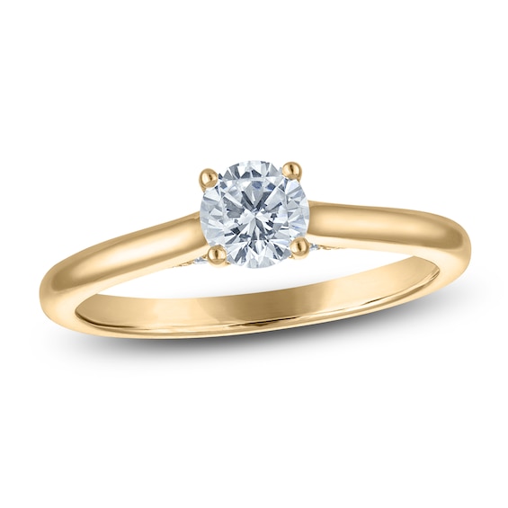Round-Cut Lab-Grown Diamond Solitaire Plus Engagement Ring 1/2 ct tw 18K Yellow Gold (VS2/F)