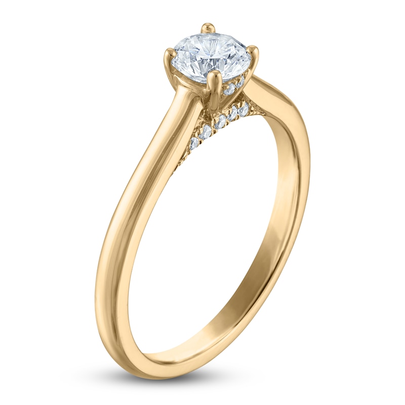 Main Image 2 of Round-Cut Lab-Grown Diamond Solitaire Plus Engagement Ring 1/2 ct tw 18K Yellow Gold (VS2/F)