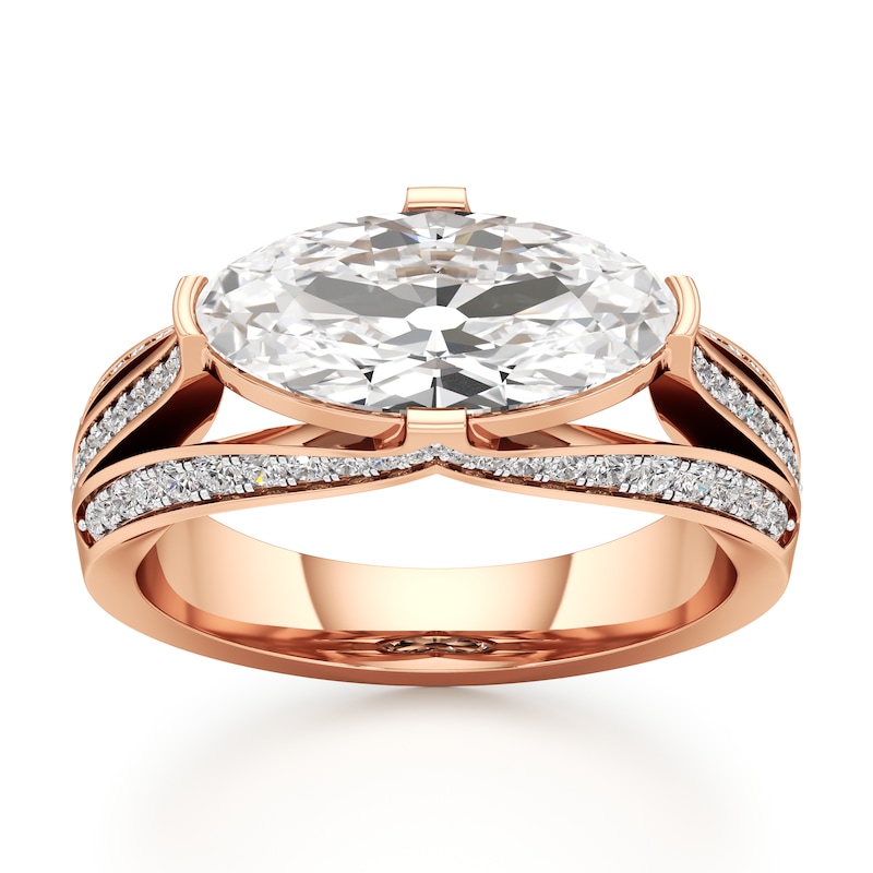 Main Image 1 of J'Lure Lab-Grown Diamond Moval Old-Cut Engagement Ring 2-3/8 ct tw 18K Rose Gold