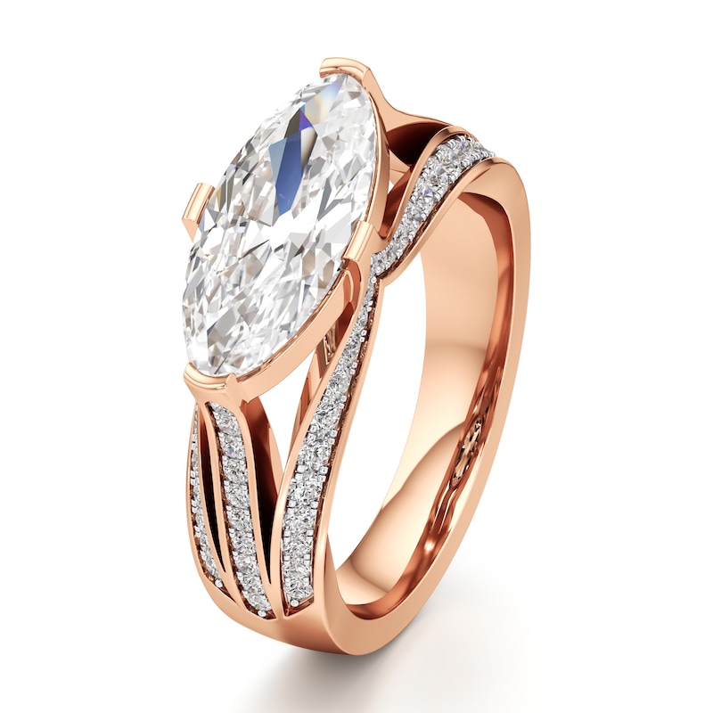 Main Image 4 of J'Lure Lab-Grown Diamond Moval Old-Cut Engagement Ring 2-3/8 ct tw 18K Rose Gold
