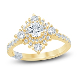 Pnina Tornai Round-Cut Diamond Halo Engagement Ring 1-1/8 ct tw 14K Yellow Gold