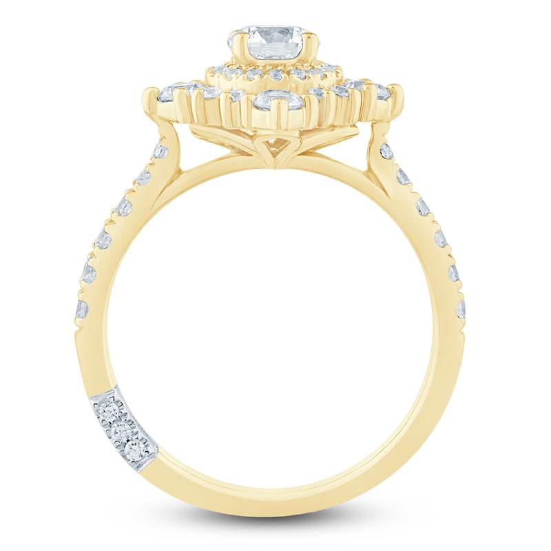 Main Image 4 of Pnina Tornai Round-Cut Diamond Halo Engagement Ring 1-1/8 ct tw 14K Yellow Gold
