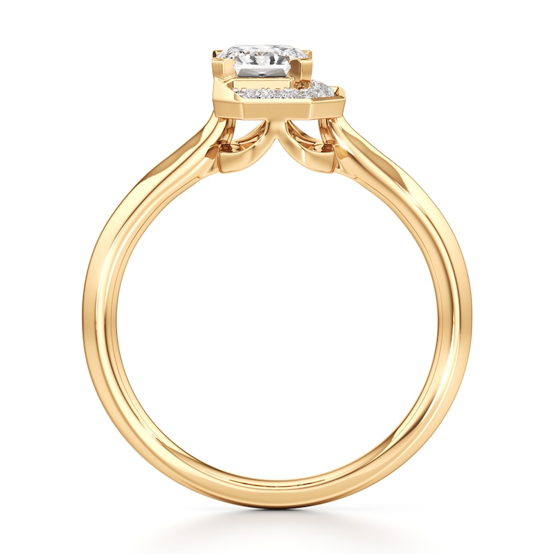 Main Image 2 of J'Lure Imperial-Emerald Step-Cut Lab-Grown Diamond Half-Halo Engagement Ring 1 ct tw 18K Yellow Gold