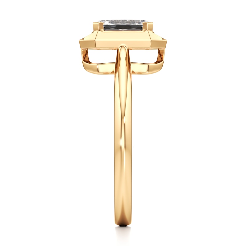 Main Image 3 of J'Lure Imperial-Emerald Step-Cut Lab-Grown Diamond Half-Halo Engagement Ring 1 ct tw 18K Yellow Gold